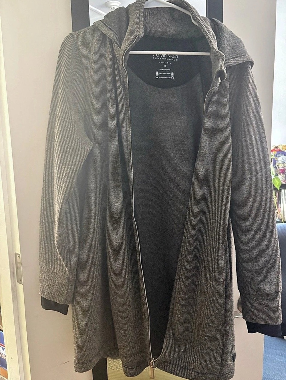 Calvin Klein Performance Hooded Performance Jacket Black & Gray Size 1X